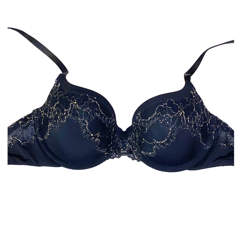 Black and Gold Lace Trim Bra - Calvin Klein